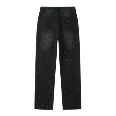 BLACK RHINESTONE CLOUD DENIM JEANS