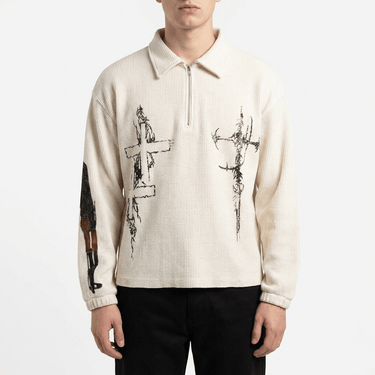CLOCK CLOUD polo cardigan - on model